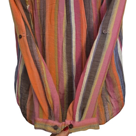 Zac & Rachel Women’s Large Striped Button Front Blouse Multicolor Long Sleeve - Picture 3 of 8